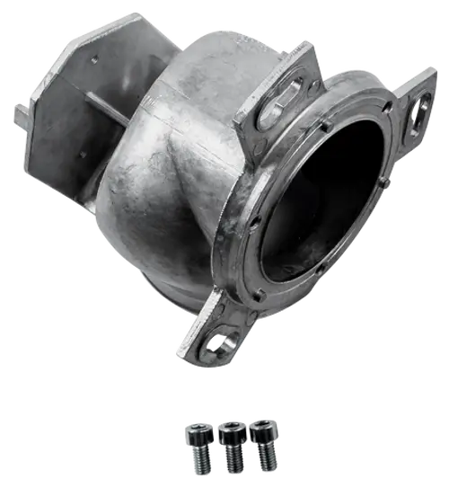 Übergangsrohr aus Metall mit montierten Flanschen und Schrauben, möglicherweise für Auspuffanwendungen, im Bild abgebildet. Produkt von der Marke Wolf.
